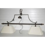 1 x Italian Wrought-Iron Billiard-style 2-Light Suspended Chandelier