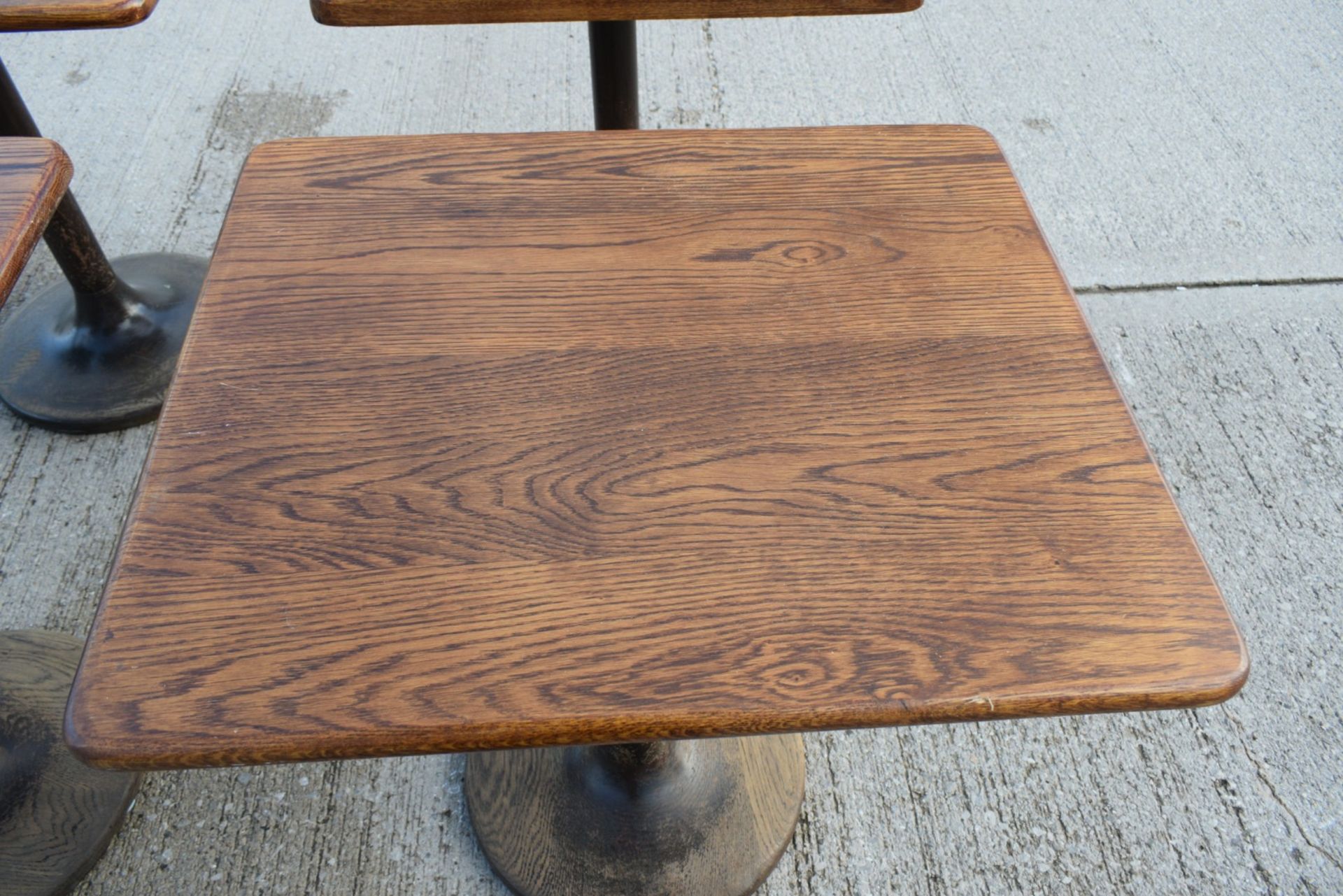 6 x Restaurant Dining Tables Featuring Oak Wooden Tops with Wooden Tulip Style Pedestal Bases - Image 7 of 16