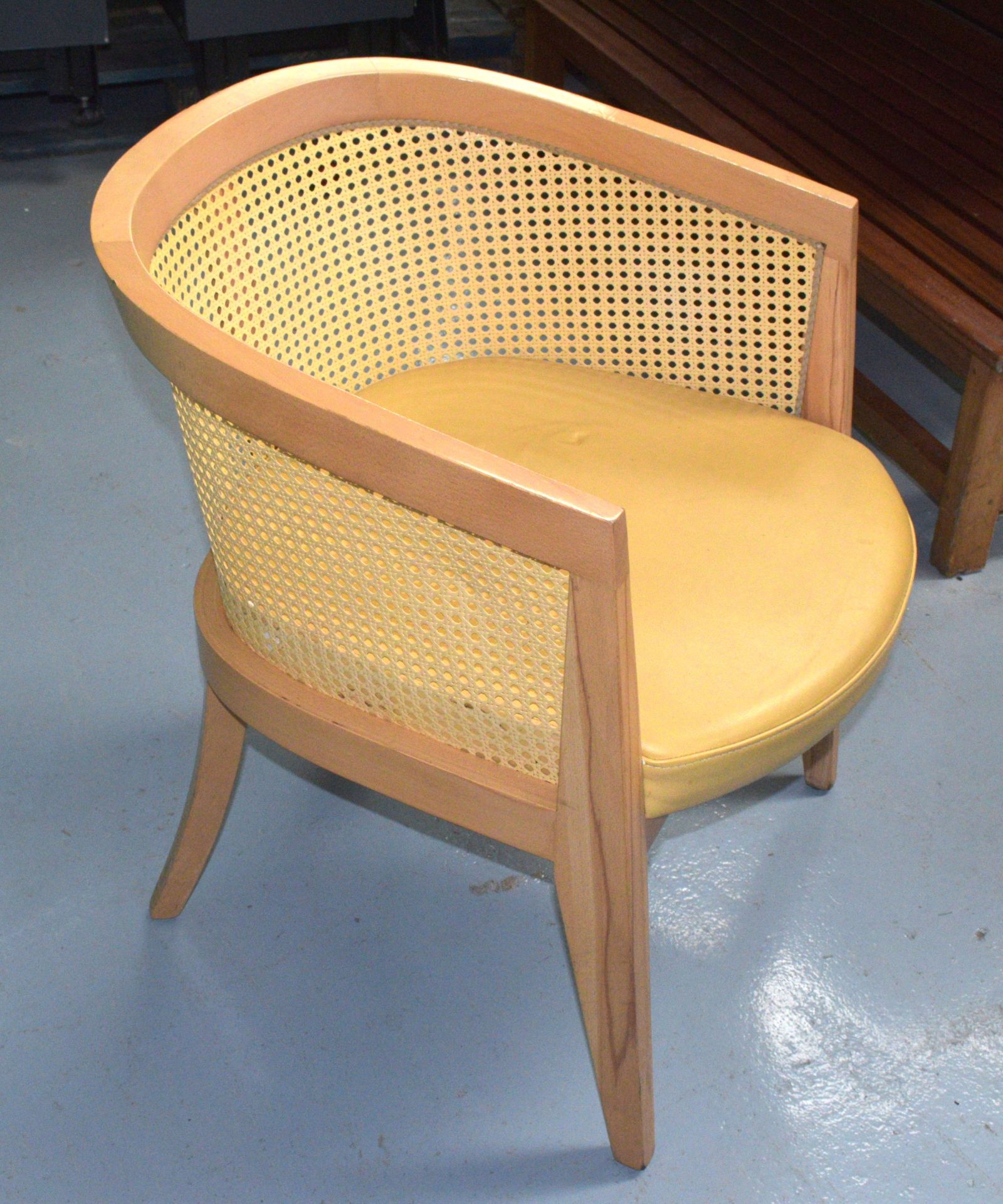 1 x Leta Occasional Chair with Cushion - Features a Cane Back and Yellow Leather Seat - Image 3 of 5