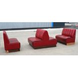 1 x Collection of Restaurant / Bar Seating Booths Suitable for Upto 8 Persons - Deep Red Faux