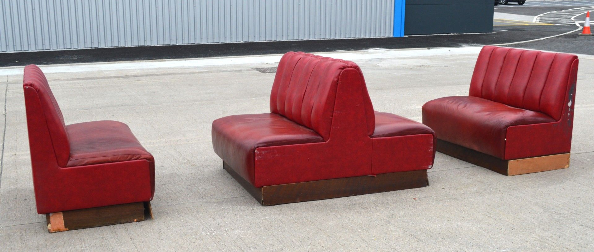 1 x Collection of Restaurant / Bar Seating Booths Suitable for Upto 8 Persons - Deep Red Faux