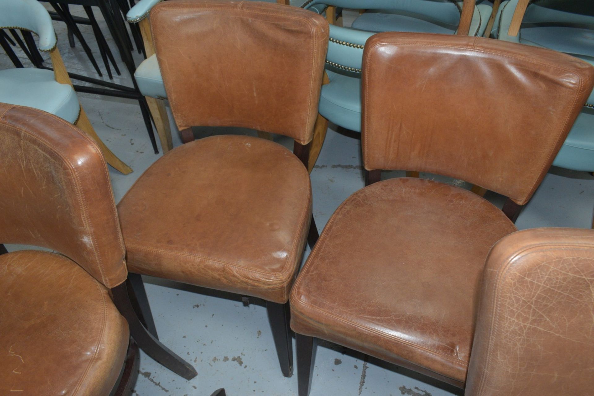 12 x Restaurant Chairs Featuring Cushioned Seats and Backrests with a Brown Upholstery - Image 4 of 7