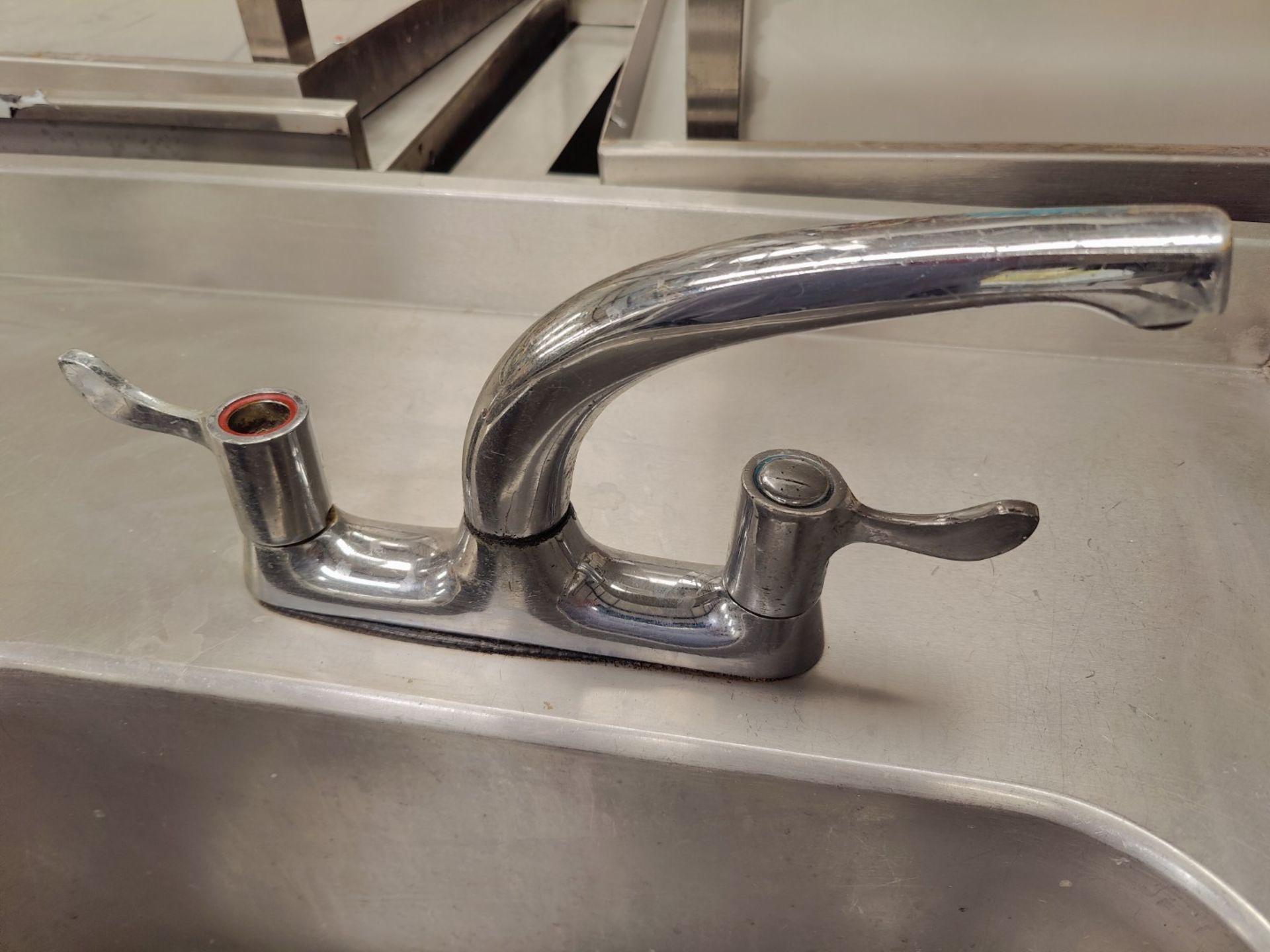 1 x Stainless Steel Twin Bowl Wash Unit Features Two Large Sink Bowls, Mixer Taps, None Drip Surface - Image 6 of 6