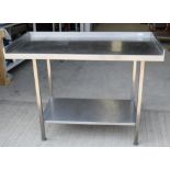 1 x Stainless  Steel Prep Table Featuring an Undershelf and Upstand on Three Sides