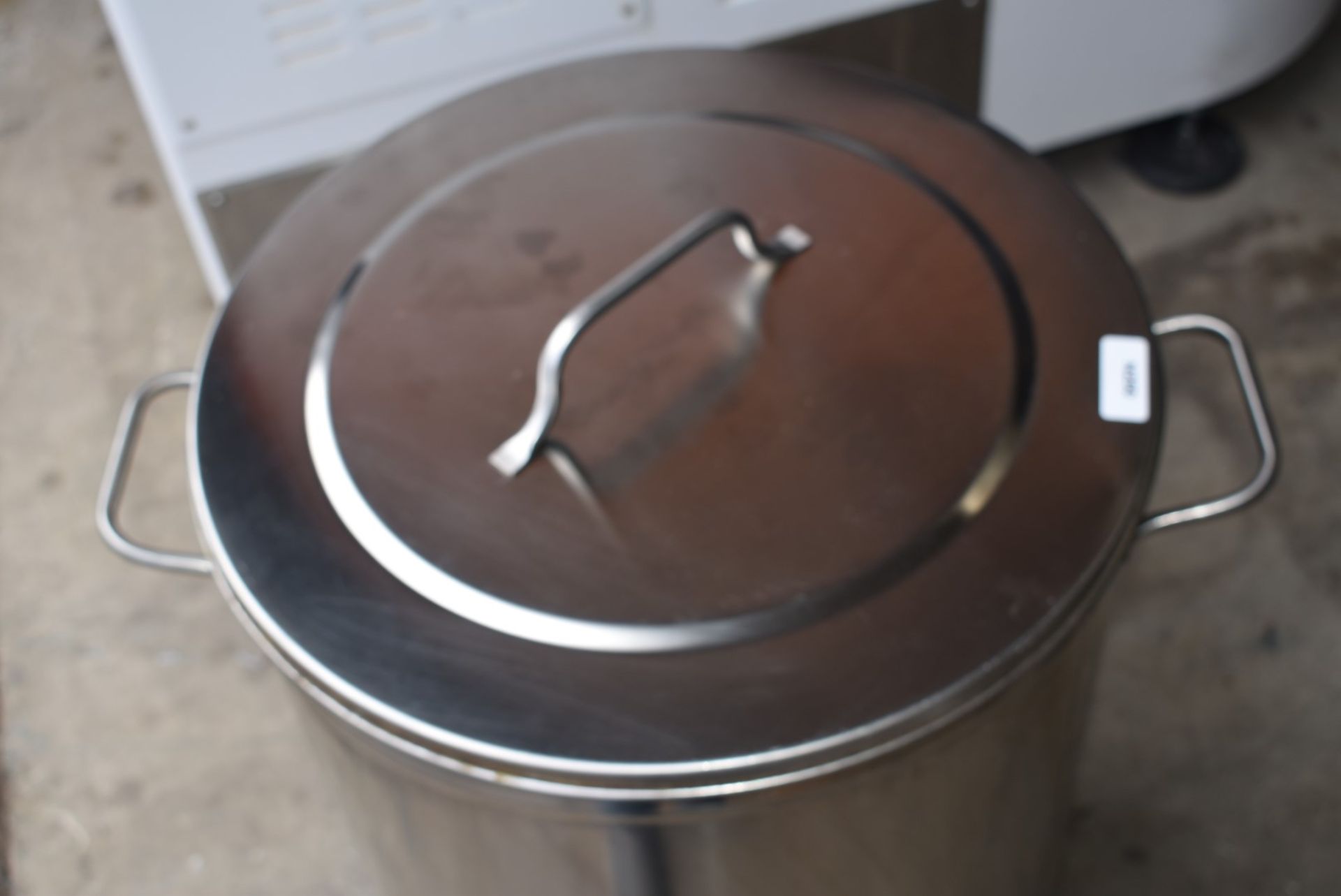 1 x Stainless Steel Cylinder Storage Bin with Castors and Lid - Dimensions: H69 x W46 cms - Image 5 of 6