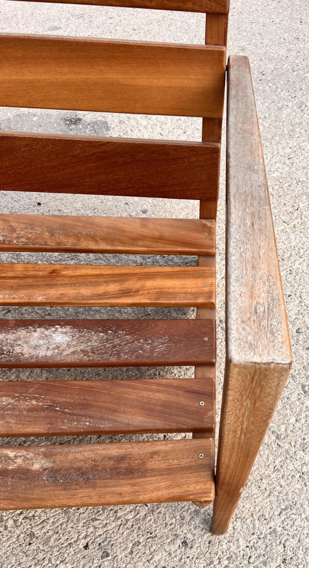 1 x Vintage Mid-Century Low Profile 2-Metre Long Commercial Wooden Conservatory Lounge Sofa - Image 12 of 13