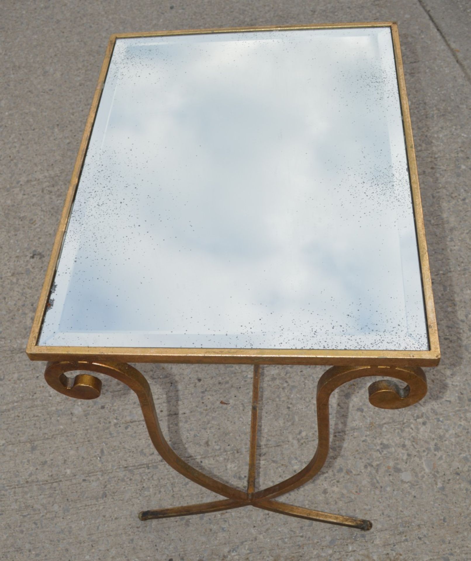 1 x Wrought Iron Mirrored Side Table in Gold - Dimensions: H66 x W62 x D47 cms - Image 5 of 7