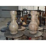 4 x Restaurant Table Pedestals Featuring Natural Wooden Columns - Dimensions: H66.5cm with a 61cm