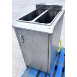 1 x Twin Tank Electric 3 Phase in a Stainless Steel Single Door Cabinet - Dimensions: H100 x W47