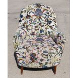 2 x George Smith Lounge Chair Featuring Floral Fbric Upholstery and Wooden Feet