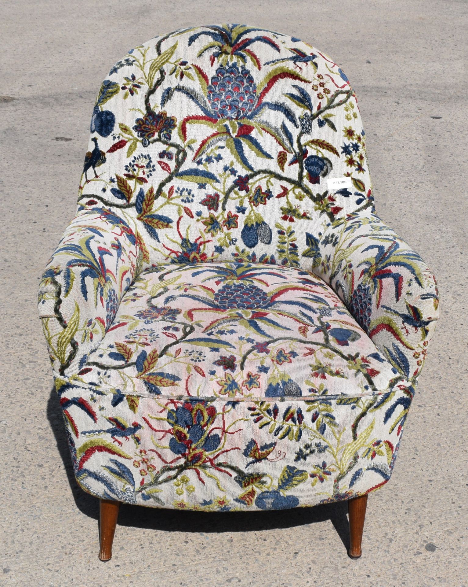 2 x George Smith Lounge Chair Featuring Floral Fbric Upholstery and Wooden Feet