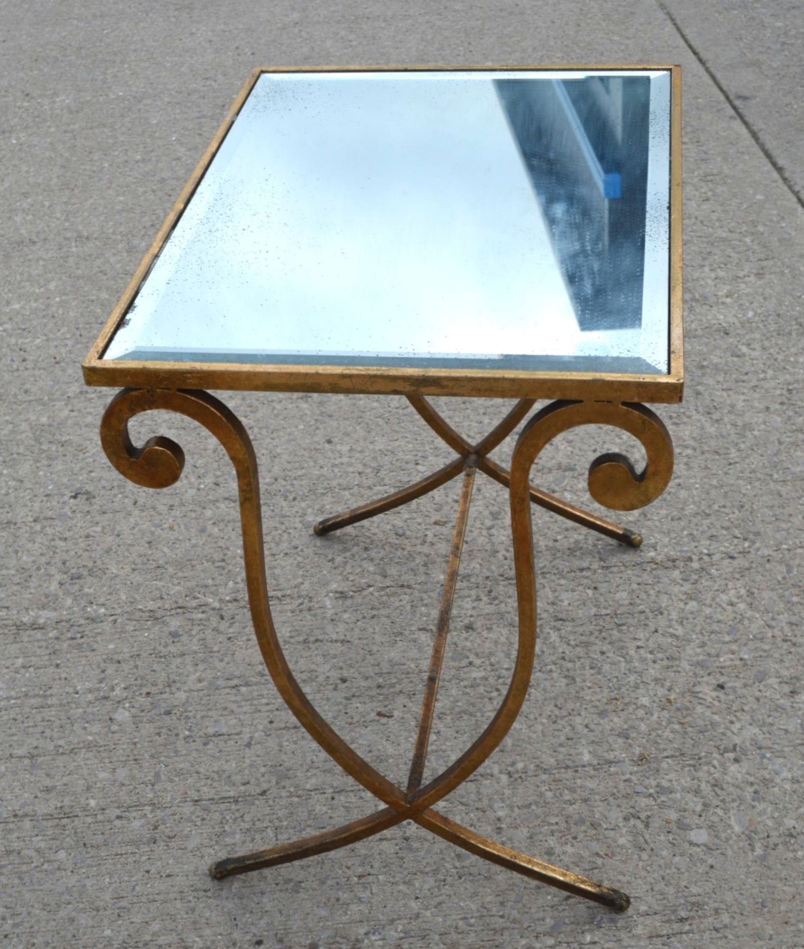 1 x Wrought Iron Mirrored Side Table in Gold - Dimensions: H66 x W62 x D47 cms - Image 2 of 7