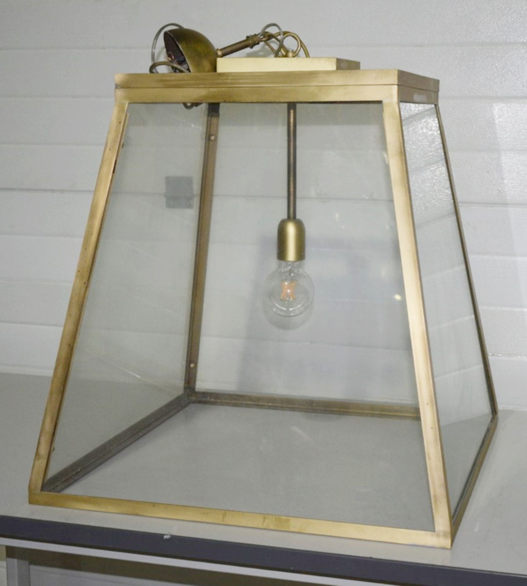 1 x Large High-end Commercial Brass & Glass Lantern Pendant Light Fitting