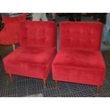 2 x Contemporary Lounge Chairs in Red - Dimensions: H43/80 x W67 x D68 cms