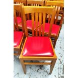 4 x Italian Made 'Bedont' Solid Wood Dining Chairs Featuring Red Leather Seat Pads