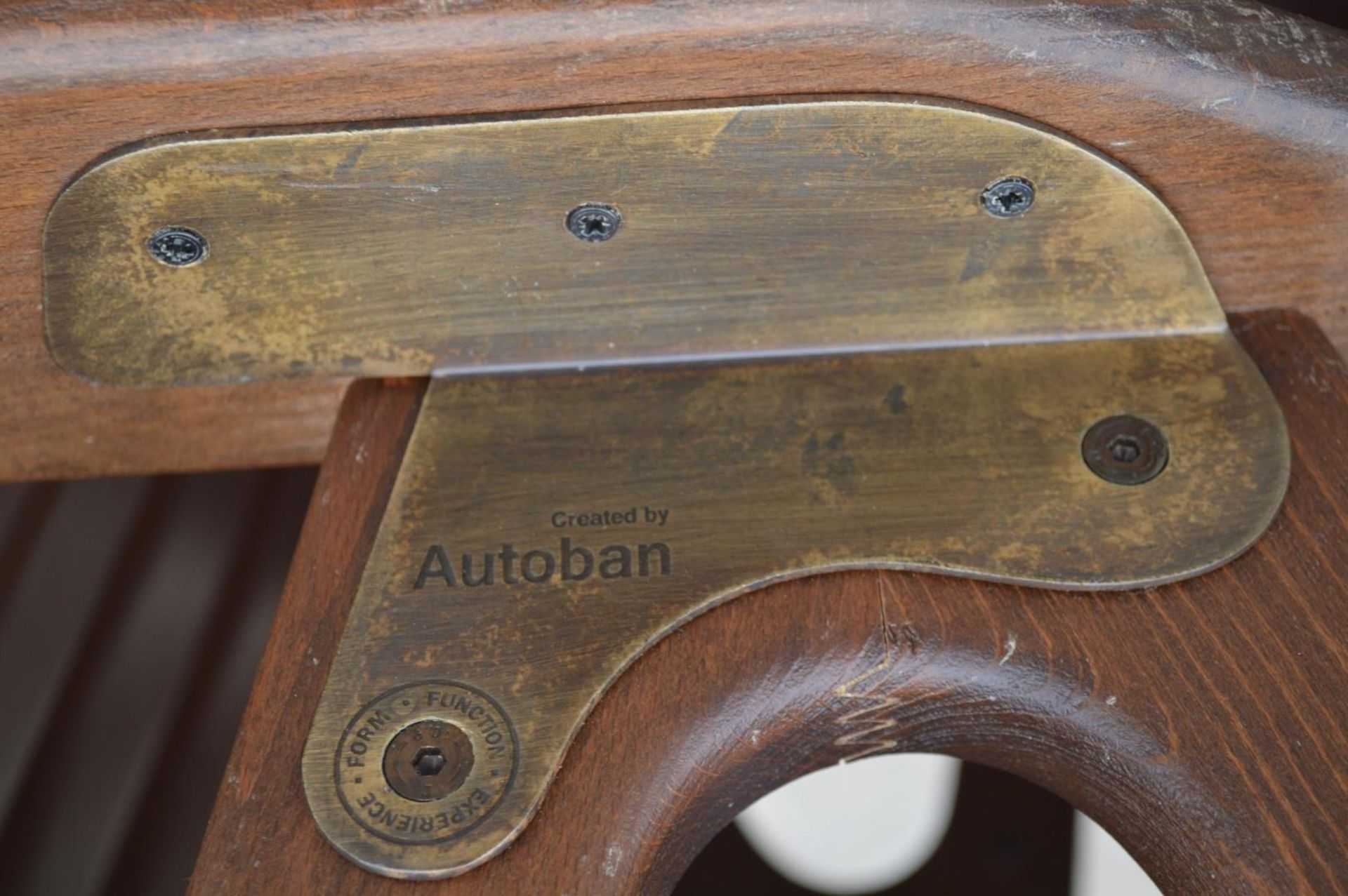 4 x Autoban Slice Armchairs Featuring an Oak Wooden Frame and Vintage Brown Leather Upholstery - Image 7 of 11