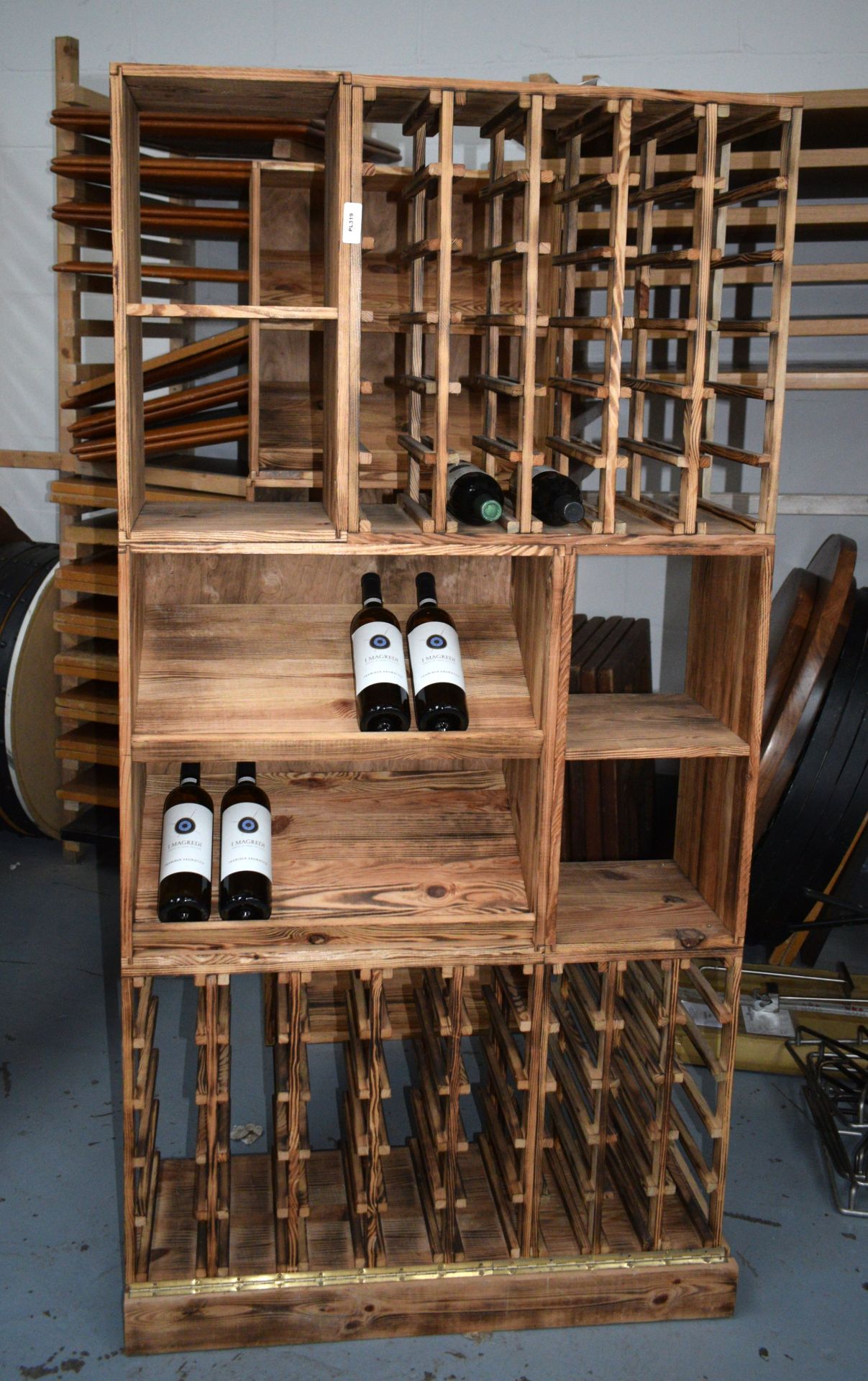 1 x Upright Wine Bottle Display Cabinet Plus Three Matching Bottle Shelf Units - Features Bottle