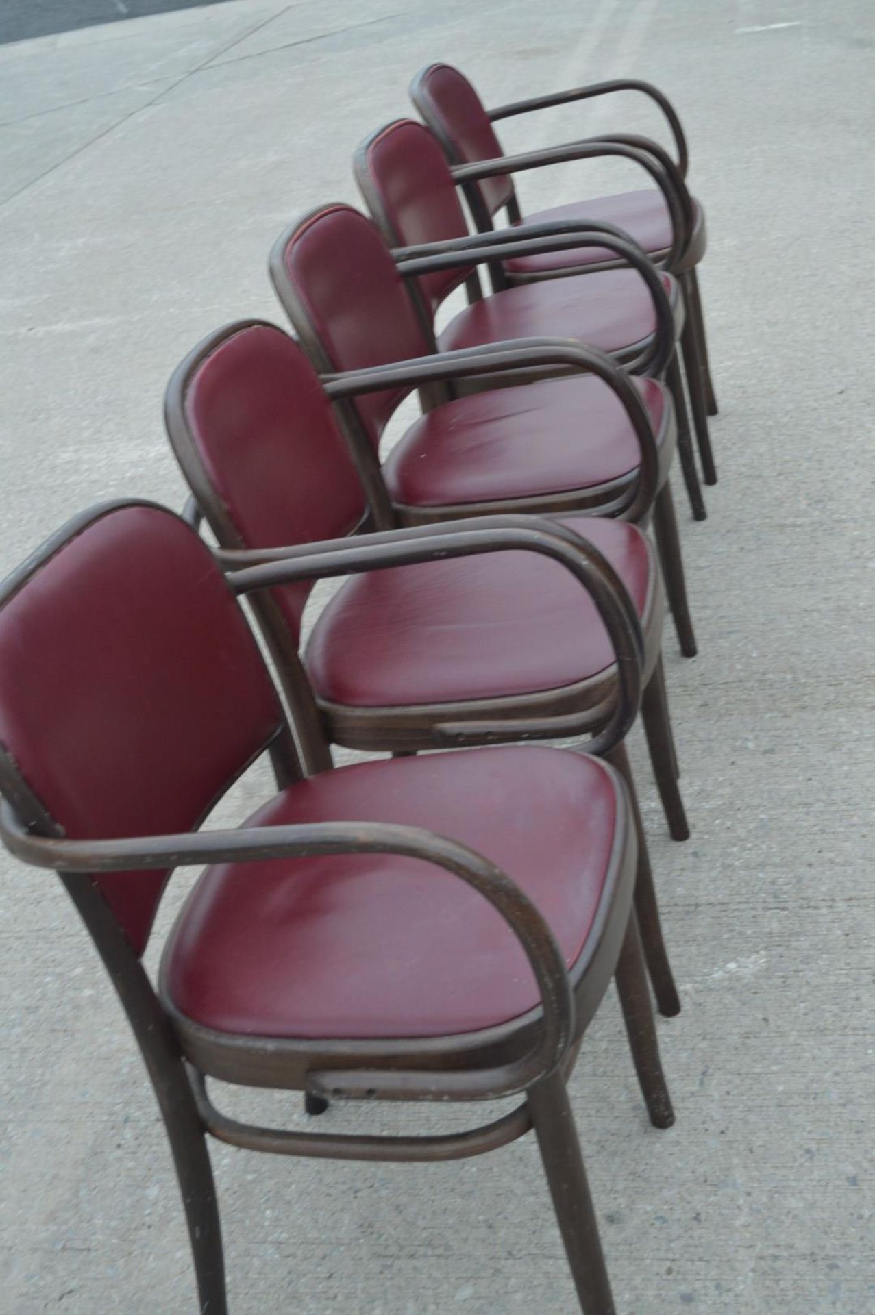 11 x Bentwood 'Gustav Adolf Schneck Style' Dining Chairs - Features Red Seat Pads and Fabric Backs - Image 13 of 17