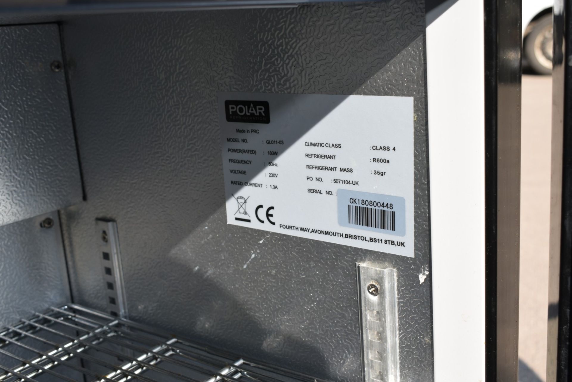 1 x Polar Single Door Backbar Drinks Fridge - Model GL011-03 - Image 3 of 5