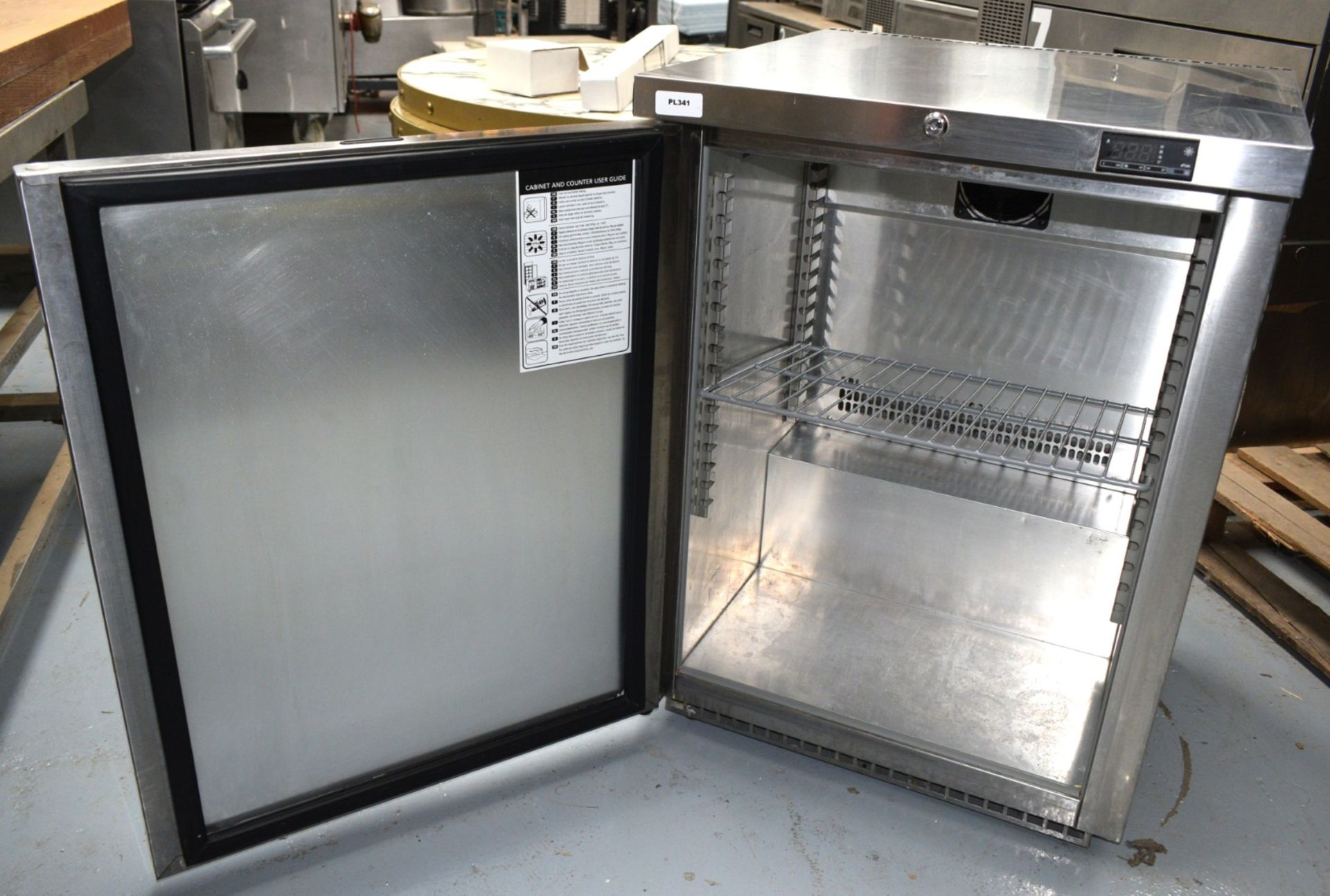 1 x Foster HR-150 Single Door Refrigerator Featuring a Stainless Steel Finish