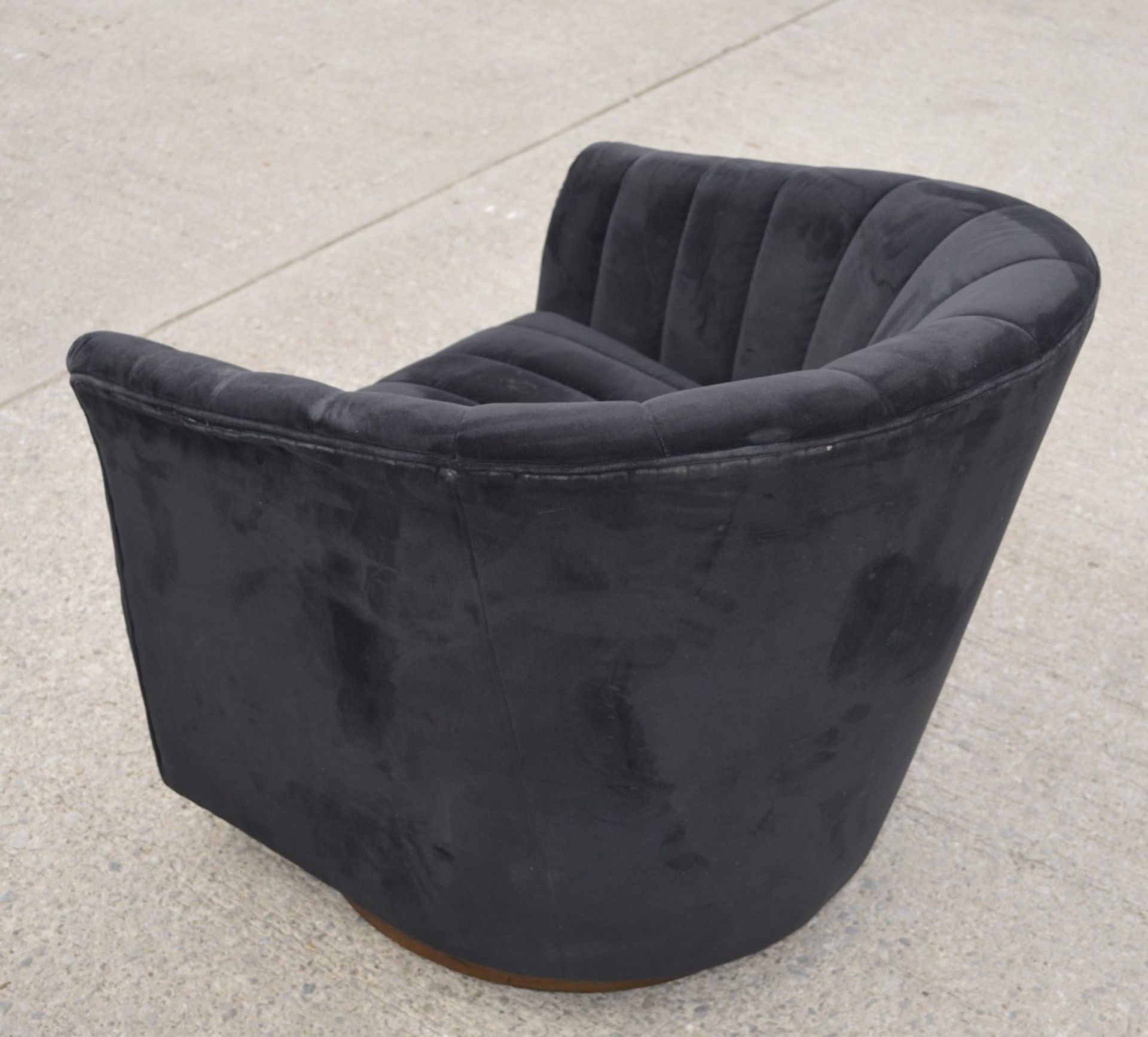 2 x Black Velvet Swivel Cocktail Tub Chairs - Dimensions: H72 x W64 x D64 cms - Image 2 of 7