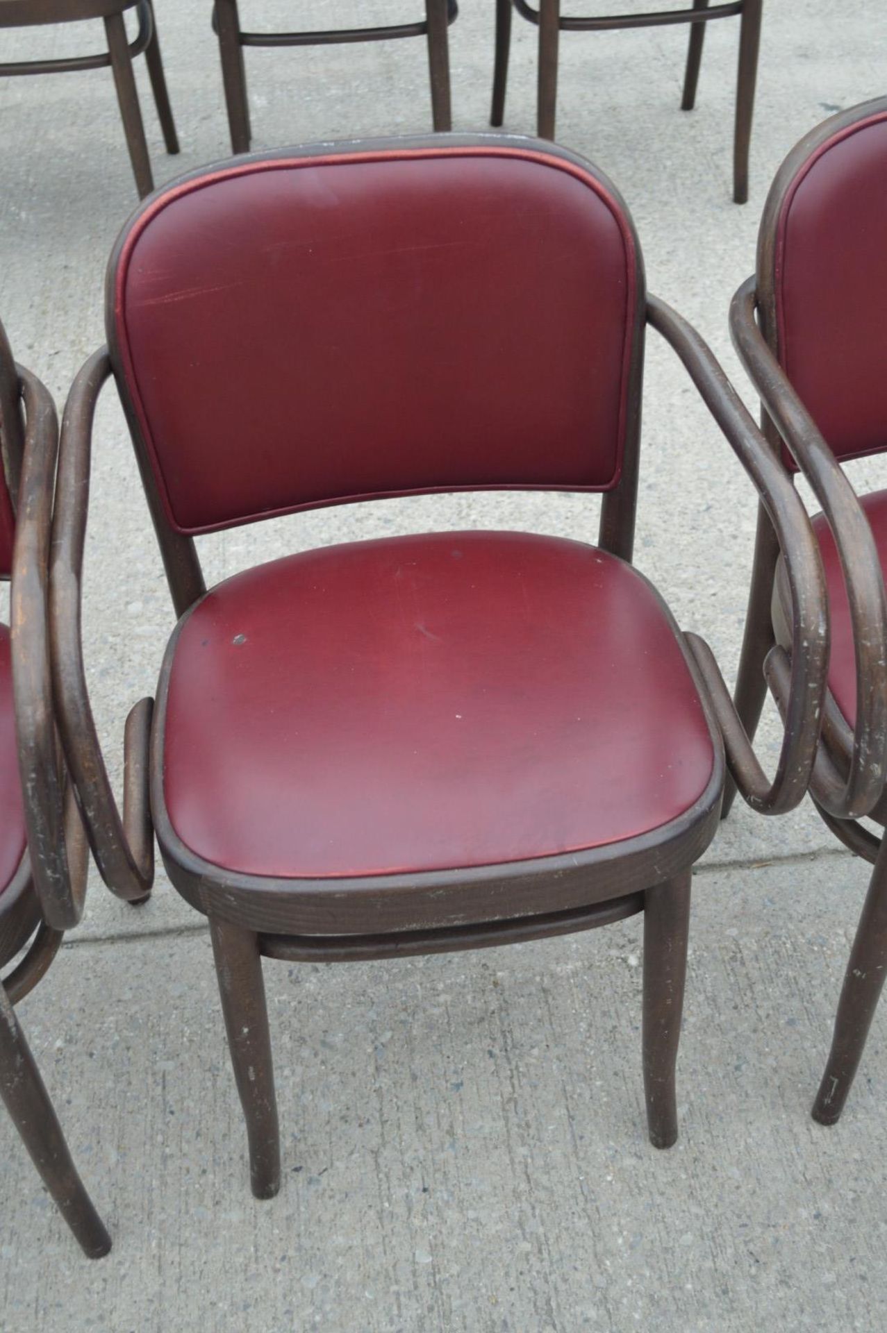 11 x Bentwood 'Gustav Adolf Schneck Style' Dining Chairs - Features Red Seat Pads and Fabric Backs - Image 12 of 17