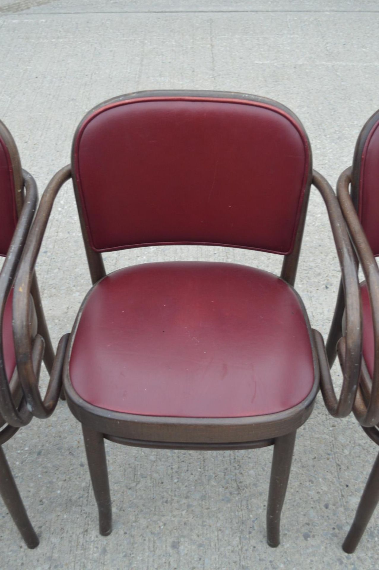 11 x Bentwood 'Gustav Adolf Schneck Style' Dining Chairs - Features Red Seat Pads and Fabric Backs - Image 14 of 17