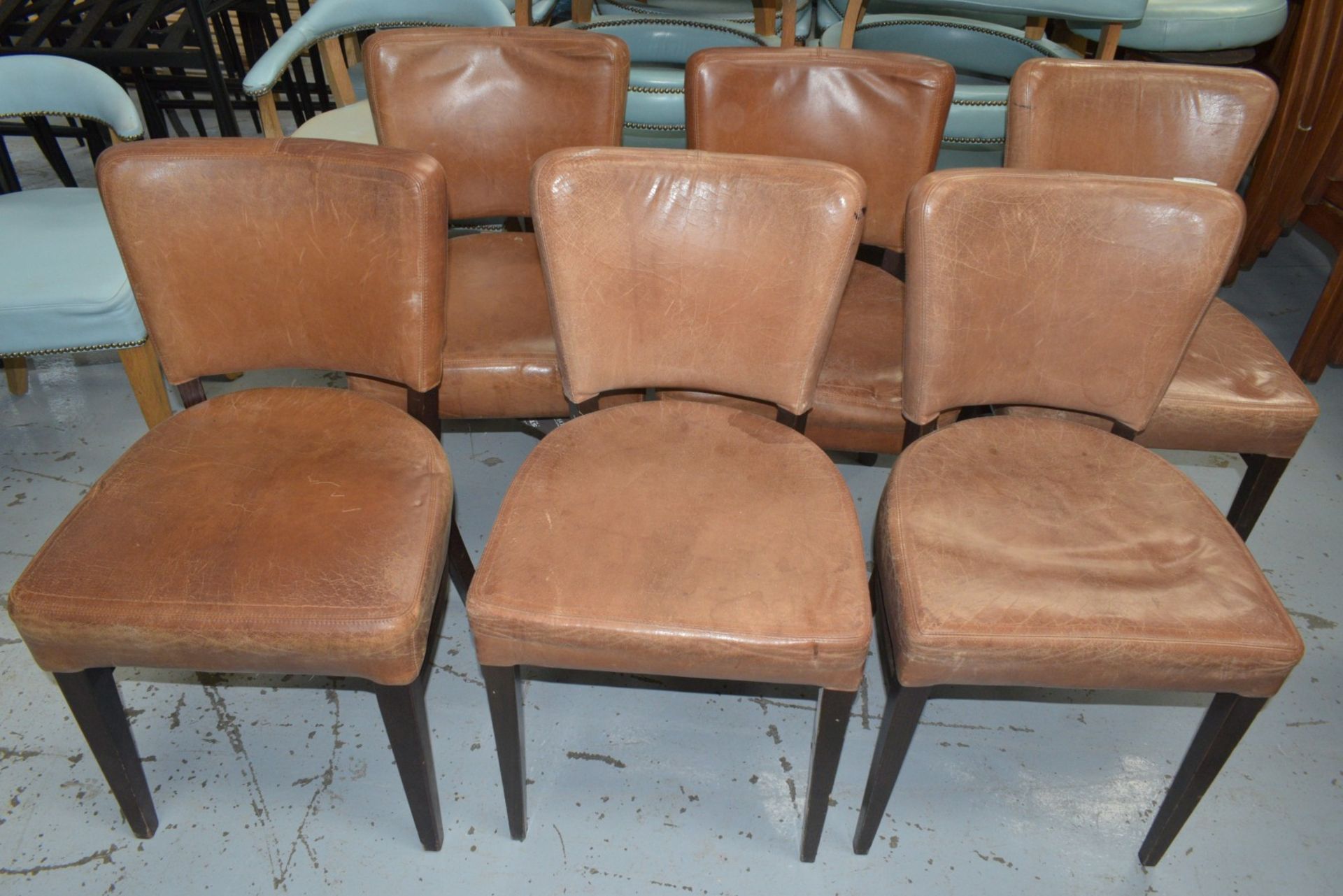 12 x Restaurant Chairs Featuring Cushioned Seats and Backrests with a Brown Upholstery