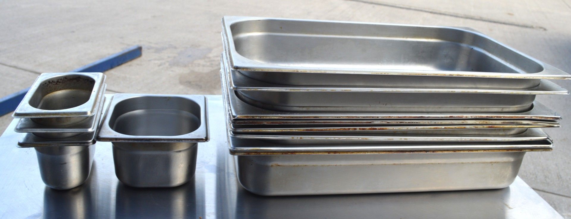13 x Assorted Stainless Steel Gastro Pans - Various Sizes