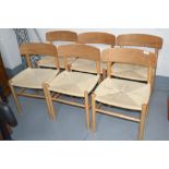 6 x Dining Chairs Featuring a Beech Wood Construction and Rattan Seats - Dimensions: H45/78 x W50