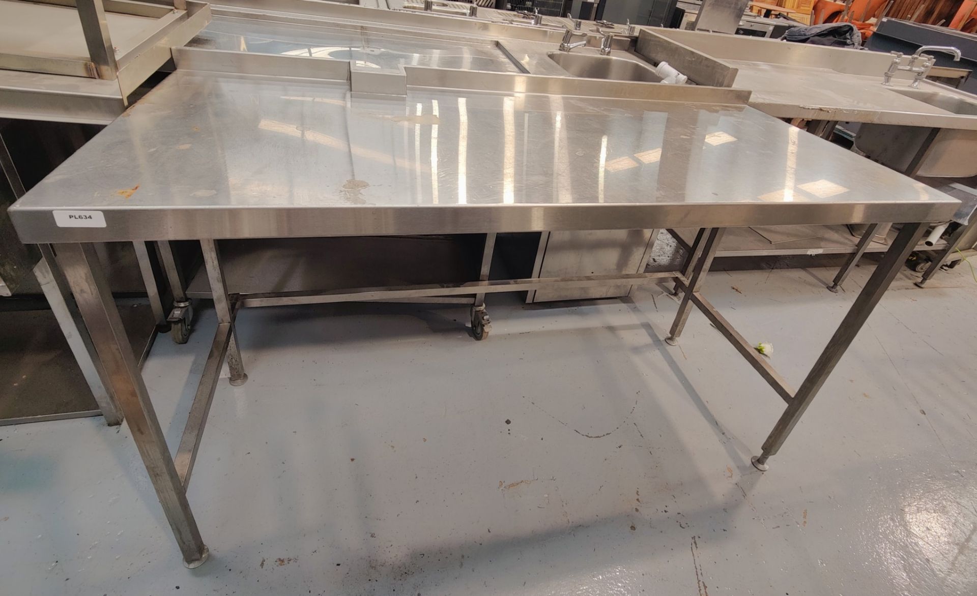 1 x Stainless Steel Prep Table Featuring a Cable Port and Space for Undercounter Appliances