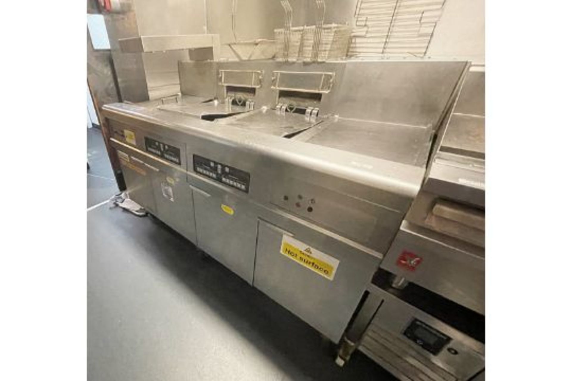 1 x Frymaster Twin Double Tank Electric 3 Phase Fryer with Built in Filtration and Chip Warmers - Image 7 of 14