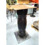 1 x Poser Bar Table Featuring a Large Wooden Column Pedestal - Dimensions: H104 x W50 x D50 cms