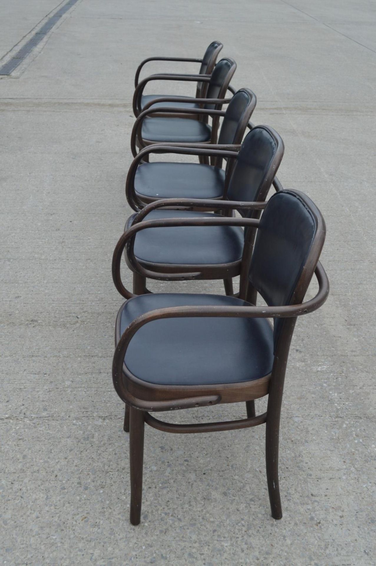 11 x Bentwood 'Gustav Adolf Schneck Style' Dining Chairs - Features Black Seat Pads and Fabric Backs - Image 6 of 12