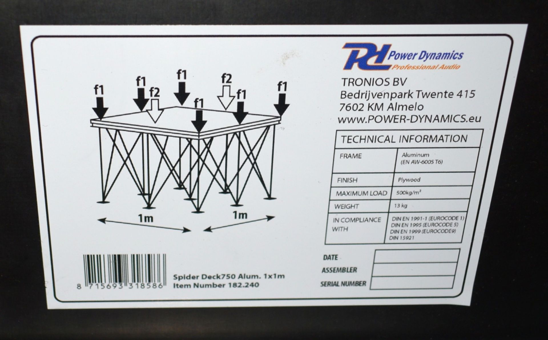 1 x Power Dynamics Spider Deck 750 Mobile Stage - Dimensions: H40 x W100 x D100 cms - Image 9 of 9