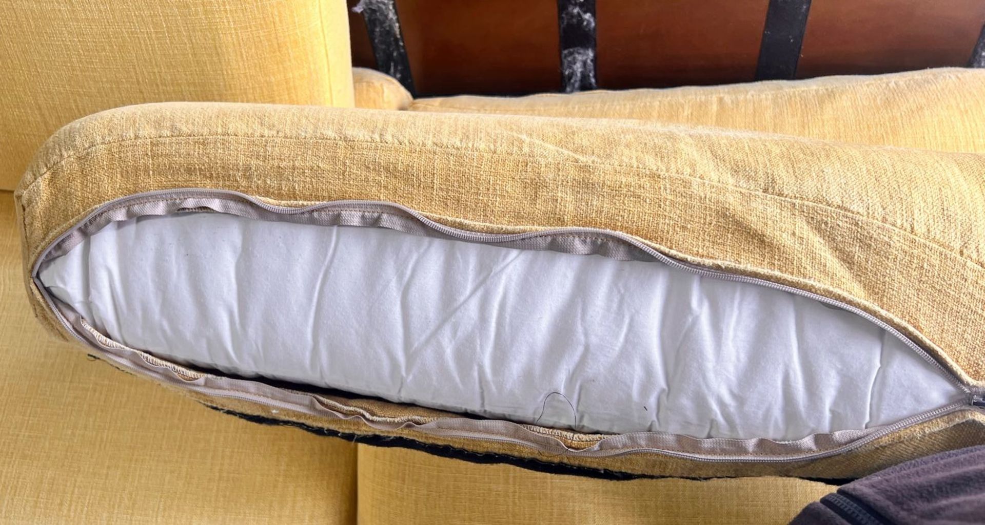 1 x Vintage-inspired Danish-style Low Profile 2.7-Metre Long Commercial Wooden Lounge Sofa - Image 8 of 11