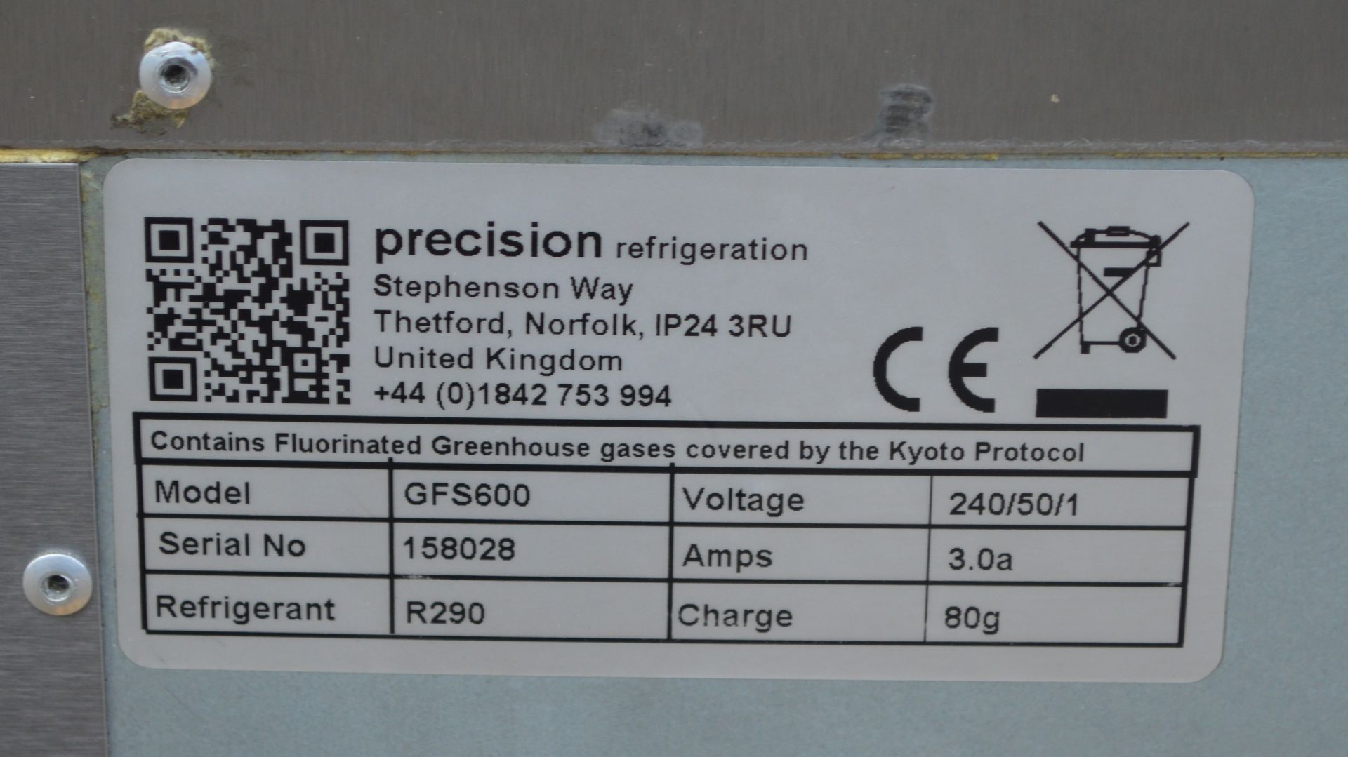 1 x Precision Single Door Undercounter Gloss Froster - Model: GFS600 - 240v - Image 7 of 7
