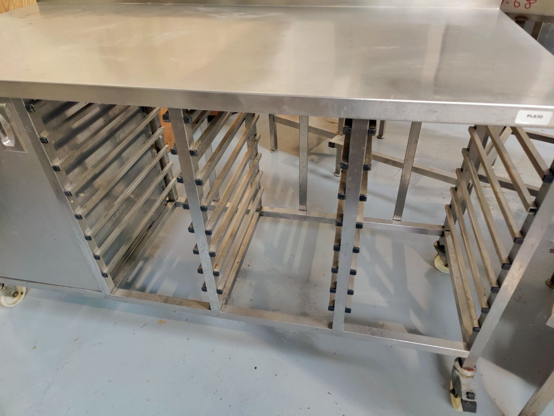 1 x Stainless Steel Prep Table Featuring Cupboard Storage and 21 Tray Racks - Dimensions: H91 x W162 - Image 5 of 5