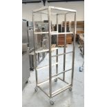 1 x Stainless Steel Mobile Tray Rack on Castors - Dimensions: H180 x W57 x D66 cms