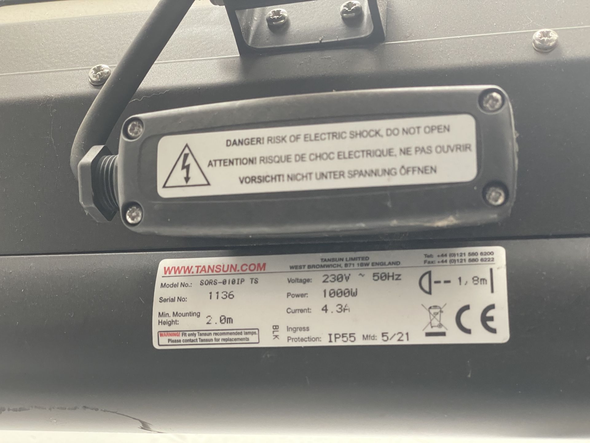 1 x Tansun Sorrento Upright Freestanding Triple Infrared Heater - Comes on a Weighted Mobile Base - Image 5 of 10