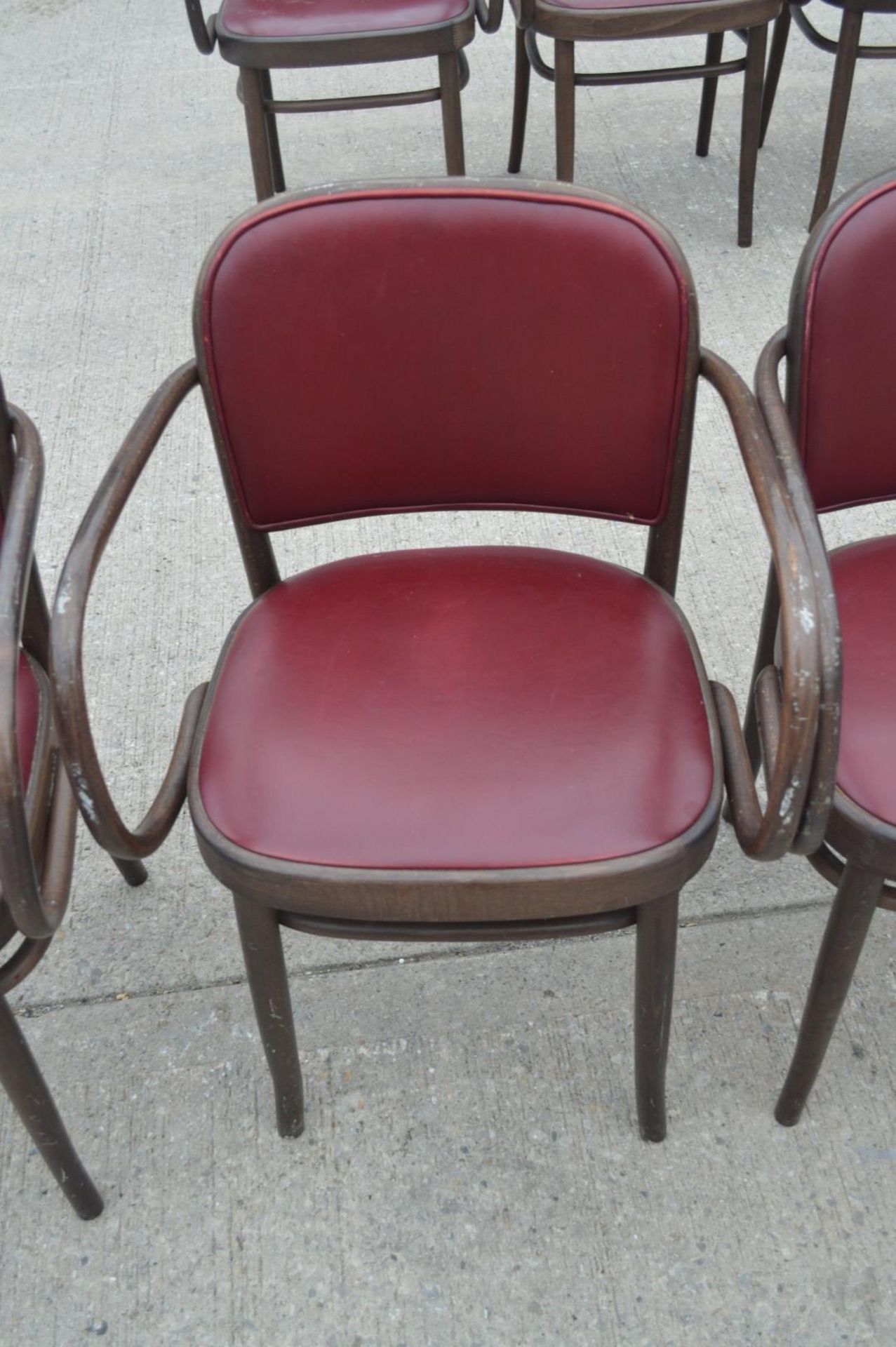 11 x Bentwood 'Gustav Adolf Schneck Style' Dining Chairs - Features Red Seat Pads and Fabric Backs - Image 11 of 17