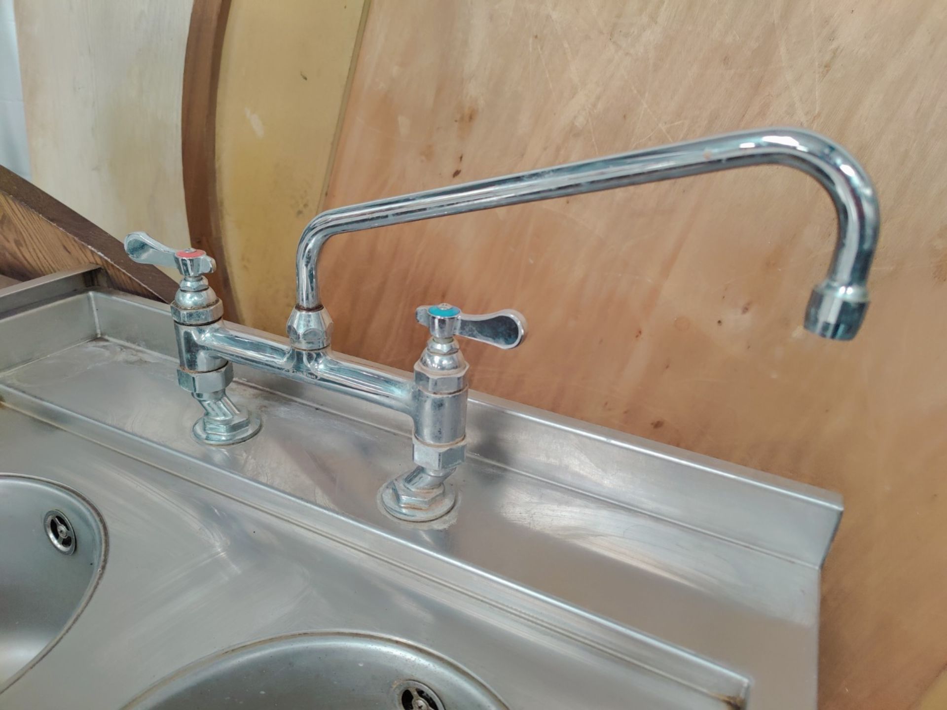 1 x Large Stainless Steel 1.8 Meter Preparation Table Featuring Twin Wash Basins with Mixer Tap - Image 2 of 6