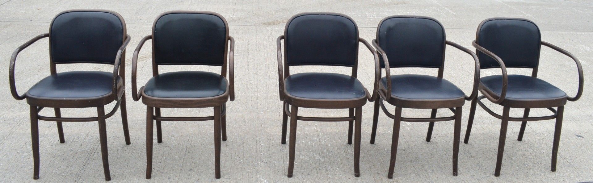 11 x Bentwood 'Gustav Adolf Schneck Style' Dining Chairs - Features Black Seat Pads and Fabric Backs - Image 3 of 12