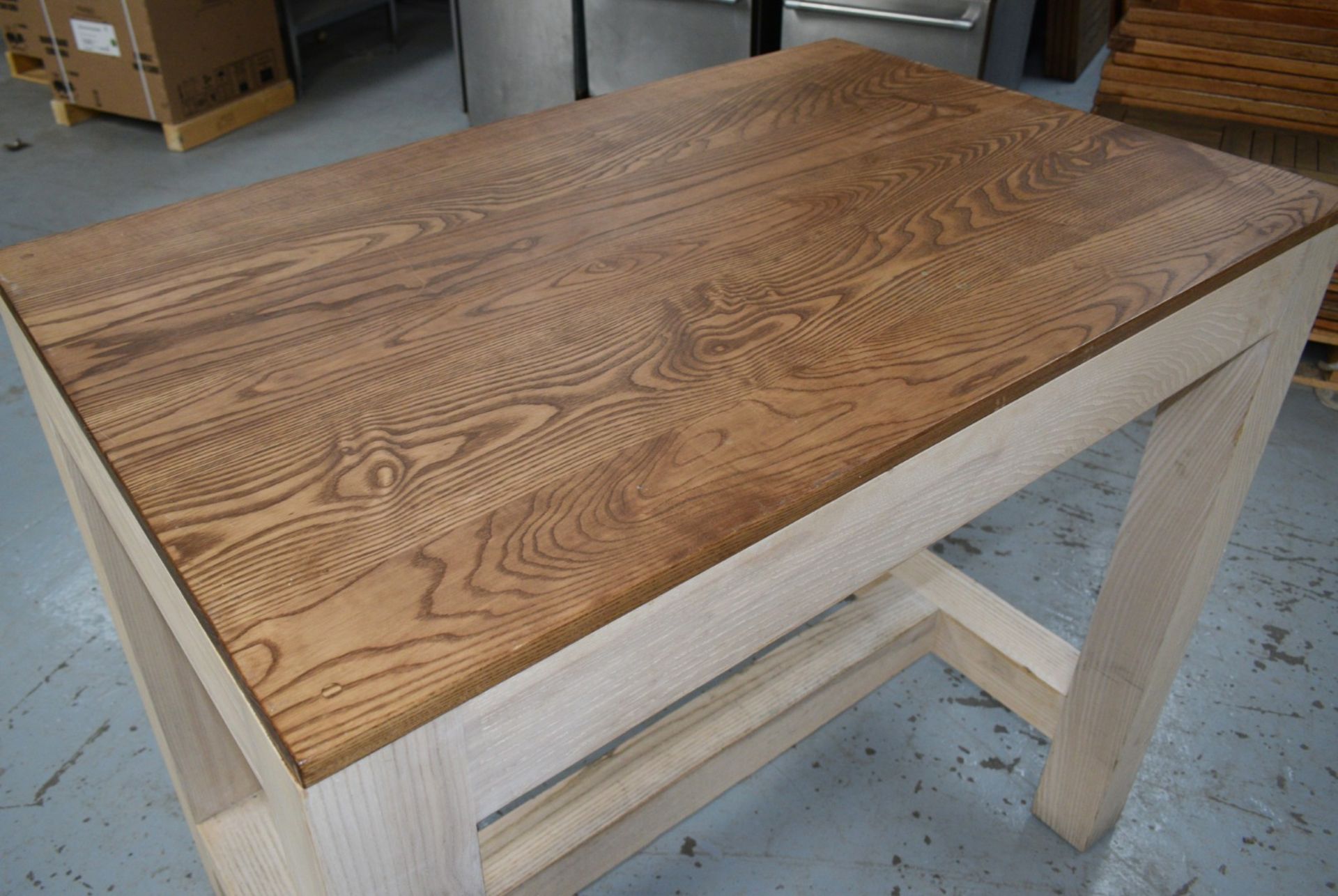 1 x Large 1.1m Restaurant Poseur Bar Dining Table with Stretcher / Footrest - Dimensions: H98 x W110 - Image 2 of 6