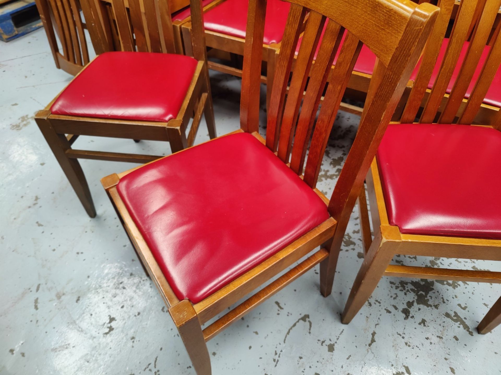 4 x Italian Made 'Bedont' Solid Wood Dining Chairs Featuring Red Leather Seat Pads - Image 2 of 6