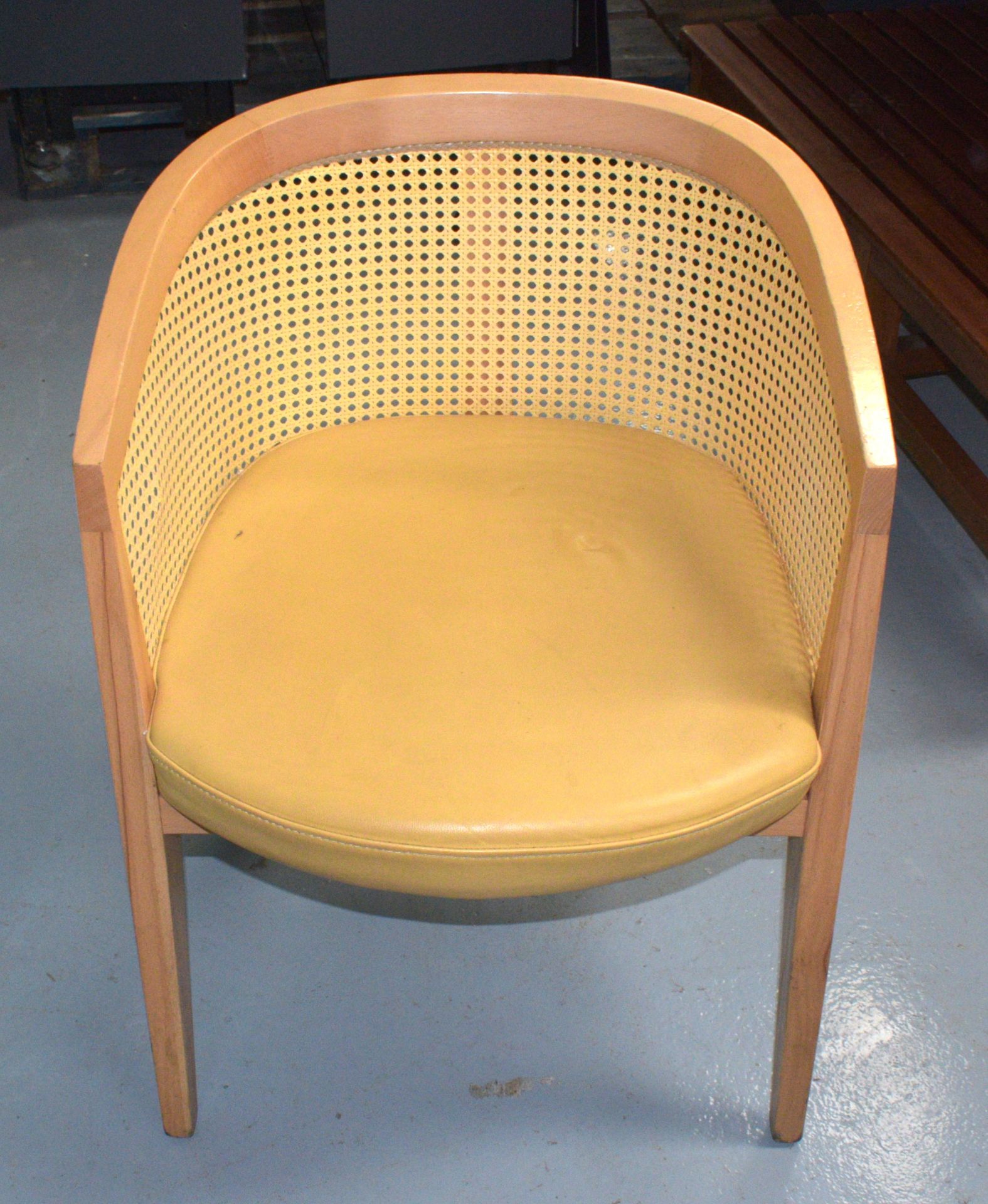 1 x Leta Occasional Chair with Cushion - Features a Cane Back and Yellow Leather Seat - Image 2 of 5