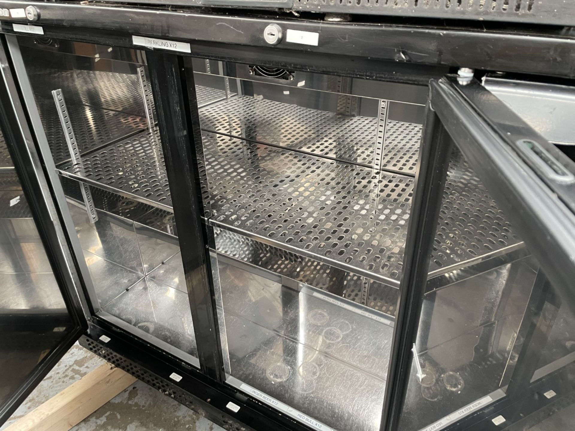 1 x Precision Triple Door Backbar Bottle Cooler - Solid Doors Finished in Black - Model BBS1350 - Image 4 of 9