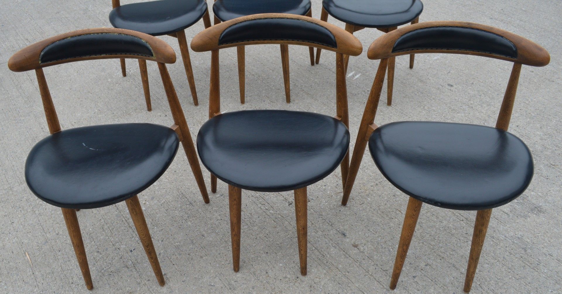 6 x Walnut Dining Chairs - Solid Wood with Black Seats - Dimensions: H74 x W49 x D45 cms - Image 12 of 12