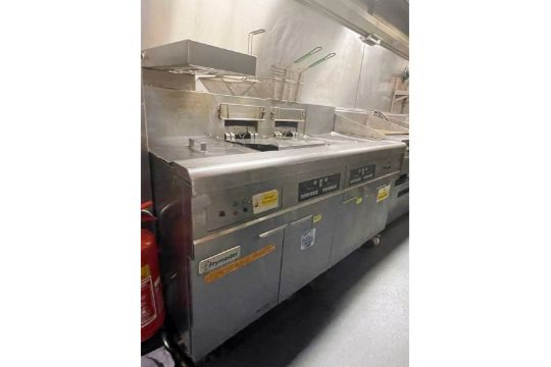 1 x Frymaster Twin Double Tank Electric 3 Phase Fryer with Built in Filtration and Chip Warmers - Image 2 of 14