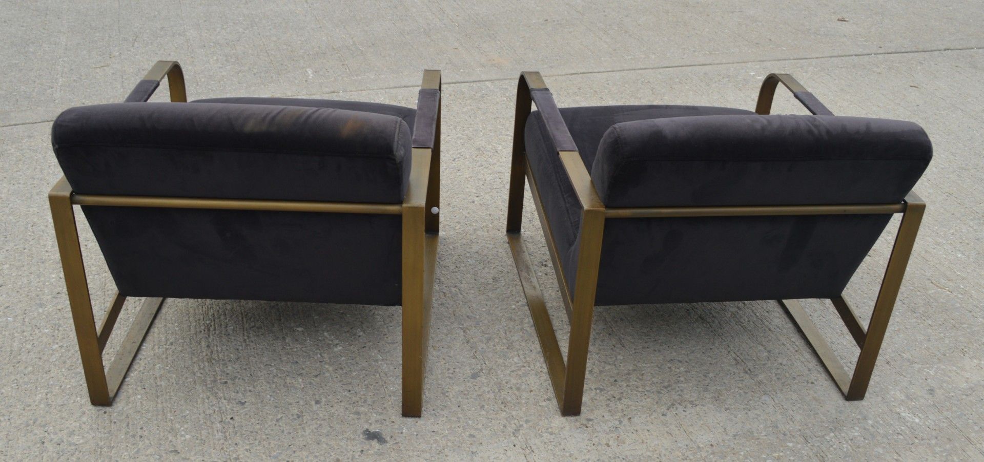 2 x Occasional Modern Armchairs by Fancy - Antique Brass Frame and Black Upholstery - Image 2 of 8